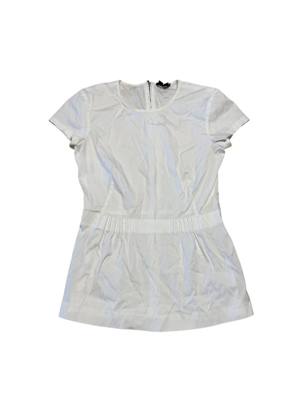 Theory Solid White Short Cap Sleeve Gathered Waist Peplum Top Women's P X-Small
